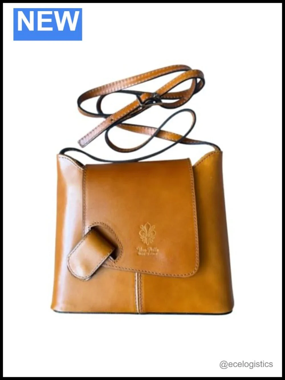Genuine Italian Leather Crossbody Bag Purse with Zipper Pockets